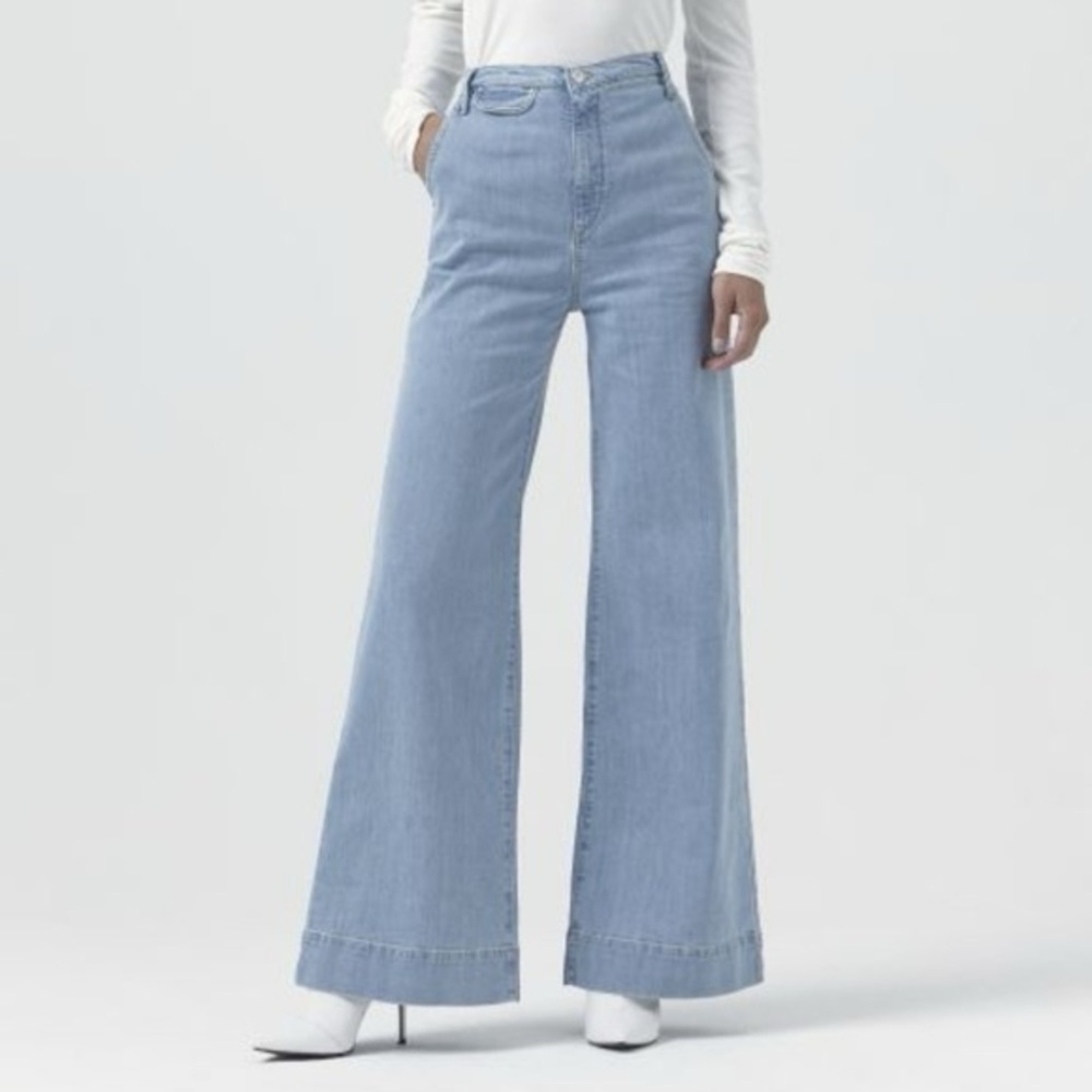 High-Waist Light Blue Wide Leg Jeans